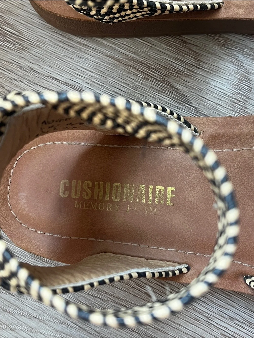 Cushionaire Woven Black & White Ankle-Strap Women's Sandals - Size 8